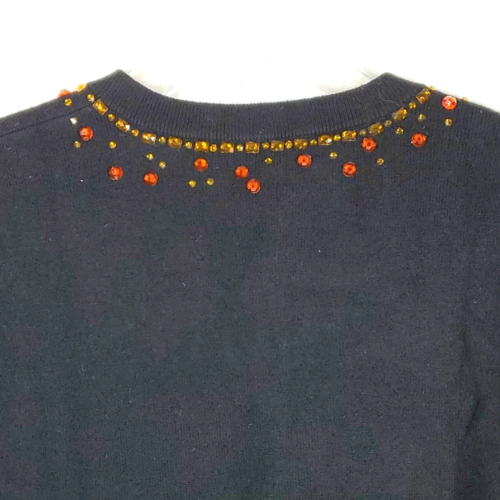 Kate Spade Black Embellished Paulina Cardigan Wool Cashmere Blend Sweater - Picture 5 of 11